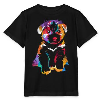 Flinker Border Collie Hütearbeit - Stanley/Stella Kinder T-Shirt MINI CREATOR  - Schwarz - Vorne - Mikhail (115cm)