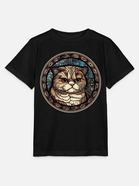 Scottish Fold Katzenrasse Aquarellglas - Stanley/Stella Kinder T-Shirt MINI CREATOR - Schwarz