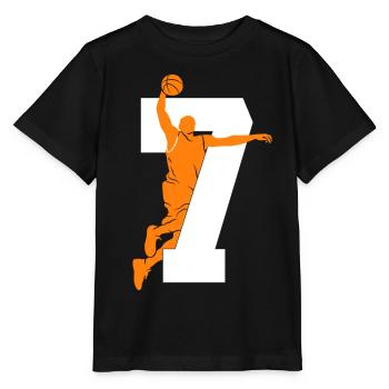 NUMMER 7 BASKETBALL 7. GEBURTSTAG - Stanley/Stella Kinder T-Shirt MINI CREATOR  - Schwarz - Vorne - Mikhail (115cm)