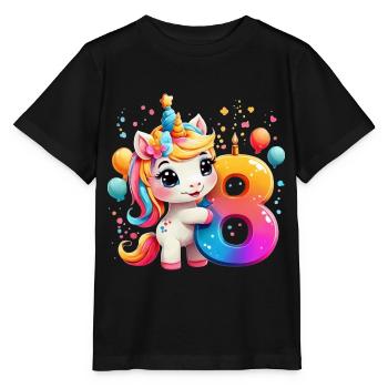 NUMMER 8 JAHRE EINHORN 8. GEBURTSTAG - Stanley/Stella Kinder T-Shirt MINI CREATOR  - Schwarz - Vorne - Mikhail (115cm)