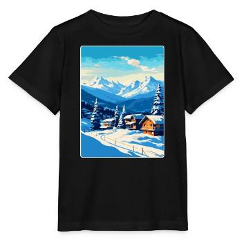 Kitzbuhel Austria Vintage Travel Poster Souvenir - Stanley/Stella MINI CREATOR Kids’ T-Shirt - black - Front - Mikhail (115cm)