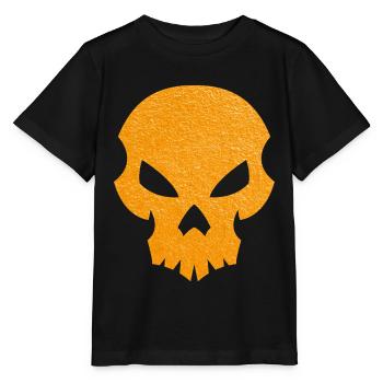 Oranger Totenkopf Silhouette mit Textur - Stanley/Stella Kinder T-Shirt MINI CREATOR  - Schwarz - Vorne - Mikhail (115cm)