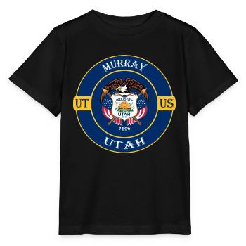 Murray Utah Flagge USA Reise Souvenir Abzeichen - Stanley/Stella Kinder T-Shirt MINI CREATOR  - Schwarz - Vorne - Mikhail (115cm)