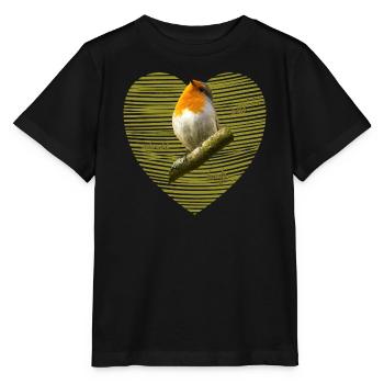 Rotkehlchen Singvogel - Stanley/Stella Kinder T-Shirt MINI CREATOR  - Schwarz - Vorne - Mikhail (115cm)