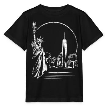 Majestätische Freiheitsstatue Manhattan - Stanley/Stella Kinder T-Shirt MINI CREATOR  - Schwarz - Vorne - Mikhail (115cm)