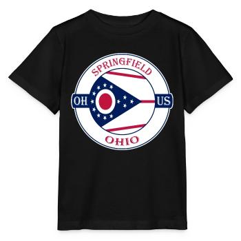 Springfield Ohio Flagge USA Reise Souvenir Abzeichen - Stanley/Stella Kinder T-Shirt MINI CREATOR  - Schwarz - Vorne - Mikhail (115cm)