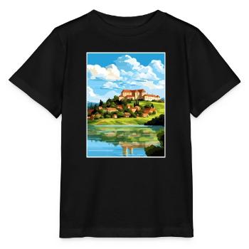 Ptuj-Schloss-Slowenien-Bleder-Reise-Plakat - Stanley/Stella Kinder T-Shirt MINI CREATOR  - Schwarz - Vorne - Mikhail (115cm)