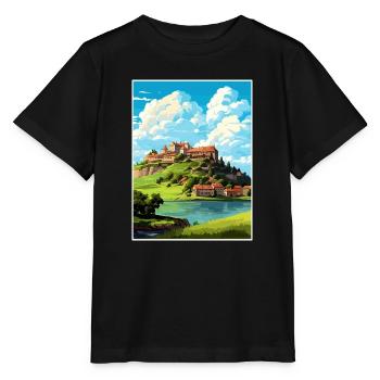 Ptuj-Schloss-Slowenien-Bleder-Reise-Plakat - Stanley/Stella Kinder T-Shirt MINI CREATOR  - Schwarz - Vorne - Mikhail (115cm)