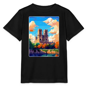 Notre Dame France Vintage Travel Poster Souvenir - Stanley/Stella MINI CREATOR Kids’ T-Shirt - black - Front - Mikhail (115cm)