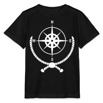 Nautischer Kompass mit Seil - Stanley/Stella Kinder T-Shirt MINI CREATOR  - Schwarz - Vorne - Mikhail (115cm)