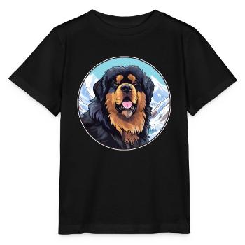 Tibetischer Mastiff Hunderasse Cartoon Kawaii Watercolo - Stanley/Stella Kinder T-Shirt MINI CREATOR  - Schwarz - Vorne - Mikhail (115cm)