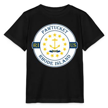 Pawtucket Rhode Island Flagge USA Souvenir Abzeichen - Stanley/Stella Kinder T-Shirt MINI CREATOR  - Schwarz - Vorne - Mikhail (115cm)