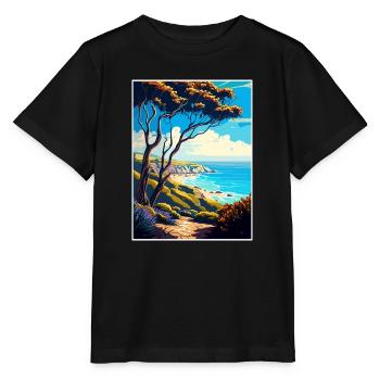Carpinteria Bluffs Kalifornien Reiseposter - Stanley/Stella Kinder T-Shirt MINI CREATOR  - Schwarz - Vorne - Mikhail (115cm)