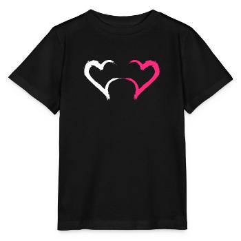Herz in Rosa und Weiß - Stanley/Stella Kinder T-Shirt MINI CREATOR  - Schwarz - Vorne - Mikhail (115cm)