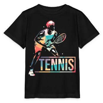 Flinker Tennisspieler Rasentennis - Stanley/Stella Kinder T-Shirt MINI CREATOR  - Schwarz - Vorne - Mikhail (115cm)