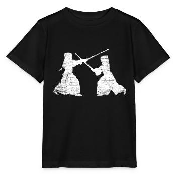 Konzentriertes Kendo Schwertkampf - Stanley/Stella Kinder T-Shirt MINI CREATOR  - Schwarz - Vorne - Mikhail (115cm)
