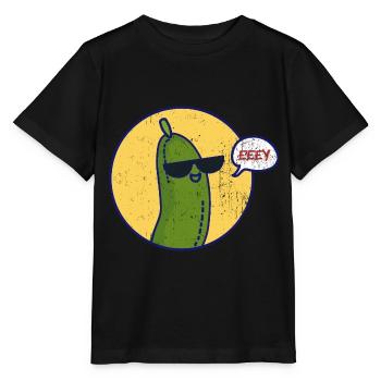 Sonnengereifte Gurke Gemüsekorb - Stanley/Stella Kinder T-Shirt MINI CREATOR  - Schwarz - Vorne - Mikhail (115cm)