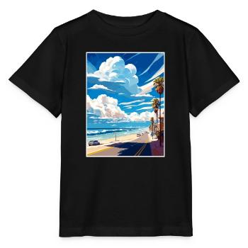 Manhattan Beach Kalifornien Vintage Reiseposter - Stanley/Stella Kinder T-Shirt MINI CREATOR  - Schwarz - Vorne - Mikhail (115cm)