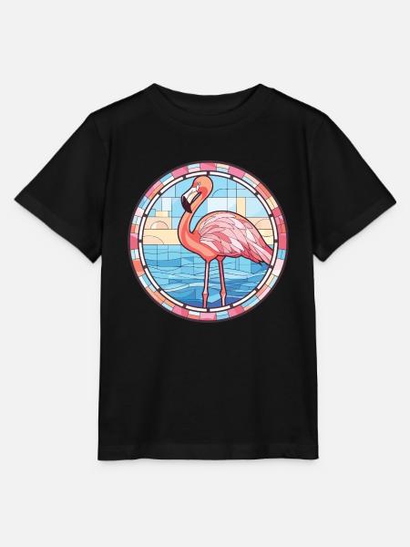 Flamingo Bunte Aquarell-Tierillustration - Stanley/Stella Kinder T-Shirt MINI CREATOR  - Schwarz