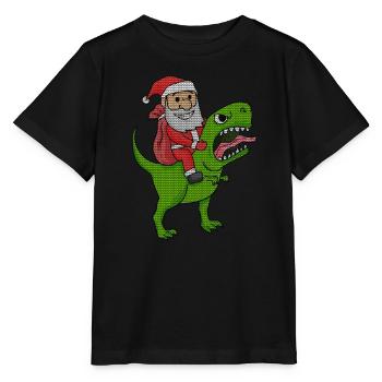 Weihnachten Dinosaurier Ugly Christmas Effekt - Stanley/Stella Kinder T-Shirt MINI CREATOR  - Schwarz - Vorne - Mikhail (115cm)