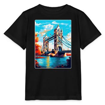 Tower Bridge England Uk Travel Poster Souvenir WPA - Stanley/Stella MINI CREATOR Kids’ T-Shirt - black - Front - Mikhail (115cm)
