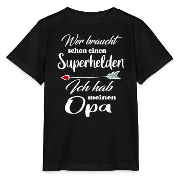Superhelden Familie Opa - Stanley/Stella Kinder T-Shirt MINI CREATOR  - Schwarz - Vorne - Mikhail (115cm)