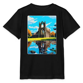 Bolton Abbey England Uk Travel Poster Souvenir WPA - Stanley/Stella MINI CREATOR Kids’ T-Shirt - black - Front - Mikhail (115cm)