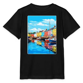 Plymouth England Uk Vintage Travel Poster Souvenir - Stanley/Stella MINI CREATOR Kids’ T-Shirt - black - Front - Mikhail (115cm)
