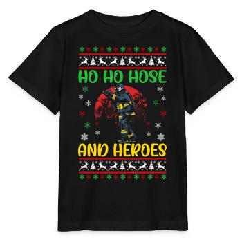 Ho Ho Schlauch Und Helden Feuerwehr Weihnachten - Stanley/Stella Kinder T-Shirt MINI CREATOR  - Schwarz - Vorne - Mikhail (115cm)