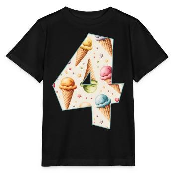 EISCREME NUMMER 4 JAHRE EIS 4. GEBURTSTAG - Stanley/Stella Kinder T-Shirt MINI CREATOR  - Schwarz - Vorne - Mikhail (115cm)