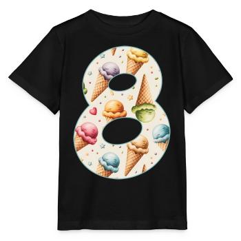 EISCREME NUMMER 8 JAHRE EIS 8. GEBURTSTAG - Stanley/Stella Kinder T-Shirt MINI CREATOR  - Schwarz - Vorne - Mikhail (115cm)