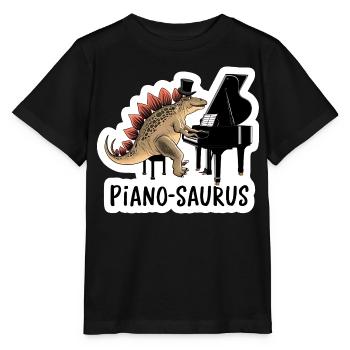 Pianosaurus Dino Klavier Spieler - Stanley/Stella Kinder T-Shirt MINI CREATOR  - Schwarz - Vorne - Mikhail (115cm)