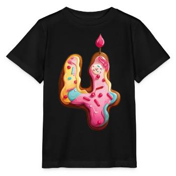NUMMER 4 KUCHEN SWEET 4. GEBURTSTAG - Stanley/Stella Kinder T-Shirt MINI CREATOR  - Schwarz - Vorne - Mikhail (115cm)