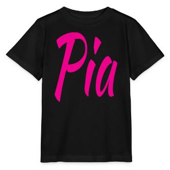 Pia Neon Script auf Schwarz - Stanley/Stella Kinder T-Shirt MINI CREATOR  - Schwarz - Vorne - Mikhail (115cm)