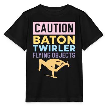 Vorsicht Baton Twirler Fliegende Objekte Baton Twi - Stanley/Stella Kinder T-Shirt MINI CREATOR  - Schwarz - Vorne - Mikhail (115cm)