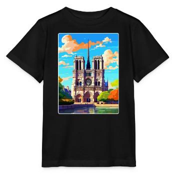 Notre Dame Frankreich Vintage Reiseplakat Souvenir - Stanley/Stella Kinder T-Shirt MINI CREATOR  - Schwarz - Vorne - Mikhail (115cm)