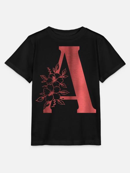 A Monogramm Buchstabe - Stanley/Stella Kinder T-Shirt MINI CREATOR - Schwarz