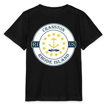 Cranston Rhode Island Flagge USA Souvenir Abzeichen - Stanley/Stella Kinder T-Shirt MINI CREATOR  - Schwarz - Vorne - Mikhail (115cm)