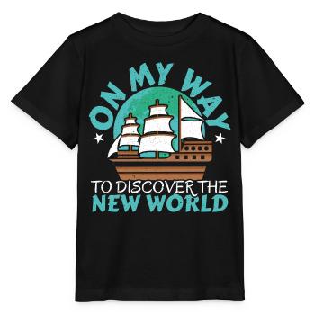 Auf dem Weg zur Entdeckung der Neuen Welt Kolumbus - Stanley/Stella Kinder T-Shirt MINI CREATOR  - Schwarz - Vorne - Mikhail (115cm)
