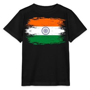 Indien Flagge used look - Stanley/Stella Kinder T-Shirt MINI CREATOR  - Schwarz - Vorne - Mikhail (115cm)