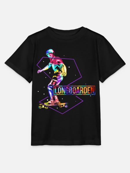 Waghalsiger Longboard Stuntfahrer - Stanley/Stella Kinder T-Shirt MINI CREATOR - Schwarz