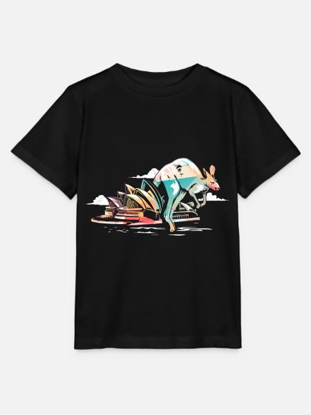 Springendes Känguru Australien - Stanley/Stella Kinder T-Shirt MINI CREATOR - Schwarz