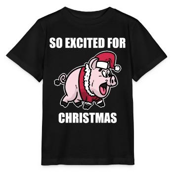 Fröhliches Weihnachtsschwein Festtag - Stanley/Stella Kinder T-Shirt MINI CREATOR  - Schwarz - Vorne - Mikhail (115cm)