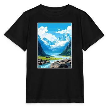 Franz Josef Gletscher Neuseeland Reiseposter - Stanley/Stella Kinder T-Shirt MINI CREATOR  - Schwarz - Vorne - Mikhail (115cm)