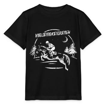 Kühne Vielseitigkeitsreiter Geländeritt - Stanley/Stella Kinder T-Shirt MINI CREATOR  - Schwarz - Vorne - Mikhail (115cm)