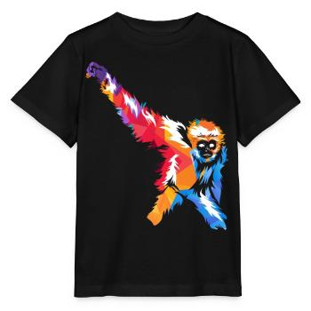 Kletterfreudiger Gibbon Regenwald - Stanley/Stella Kinder T-Shirt MINI CREATOR  - Schwarz - Vorne - Mikhail (115cm)