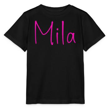 Mila Neon Script - Stanley/Stella Kinder T-Shirt MINI CREATOR  - Schwarz - Vorne - Mikhail (115cm)