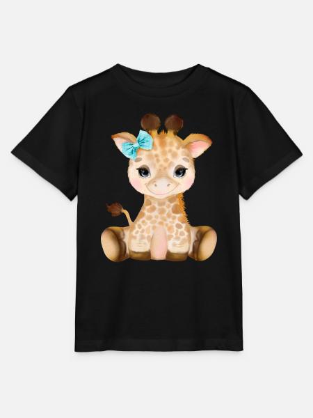 Süße Giraffenfigur mit blauer Schleife - Stanley/Stella Kinder T-Shirt MINI CREATOR - Schwarz