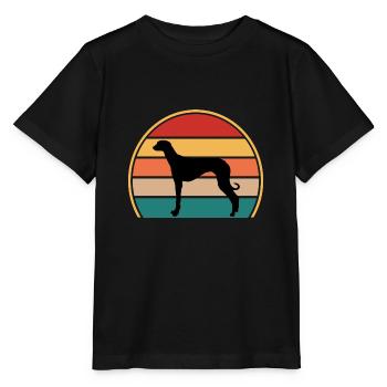 Alte kroatische Windhundhund-Silhouette Retro-Sonne - Stanley/Stella Kinder T-Shirt MINI CREATOR  - Schwarz - Vorne - Mikhail (115cm)