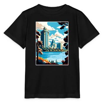 Oakland Kalifornien Vintage Reiseposter Souvenir - Stanley/Stella Kinder T-Shirt MINI CREATOR  - Schwarz - Vorne - Mikhail (115cm)